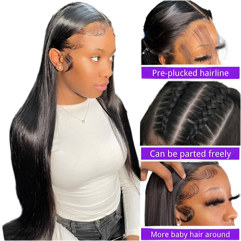 100% Malaysia Human Hair 13x6 Bone Straight Lace Front Human Hair Wigs 16Inch to 36Inch Lace Frontal Wig for Women Pre Plucked