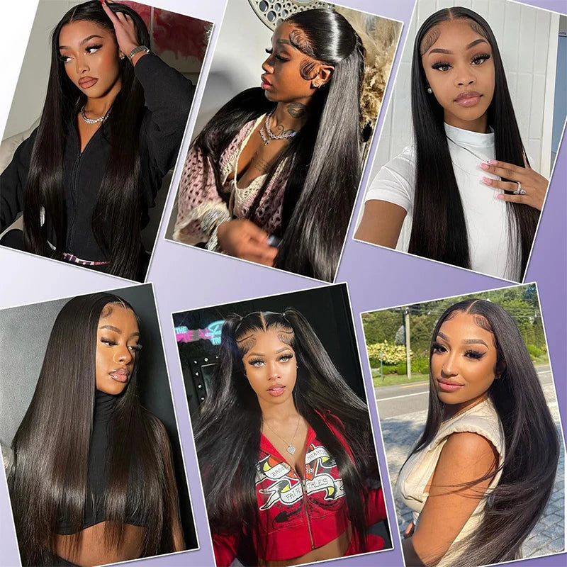 100% Malaysia Human Hair 13x6 Bone Straight Lace Front Human Hair Wigs 16Inch to 36Inch Lace Frontal Wig for Women Pre Plucked