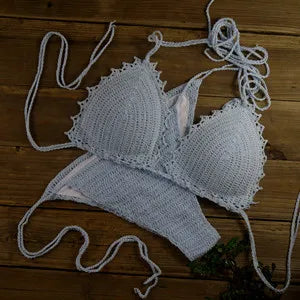 13 Color Women's Swimwear Push up Swimsuit Handmade Crochet Bikini Sets Lining Swim Trunks