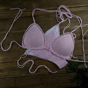 13 Color Women's Swimwear Push up Swimsuit Handmade Crochet Bikini Sets Lining Swim Trunks