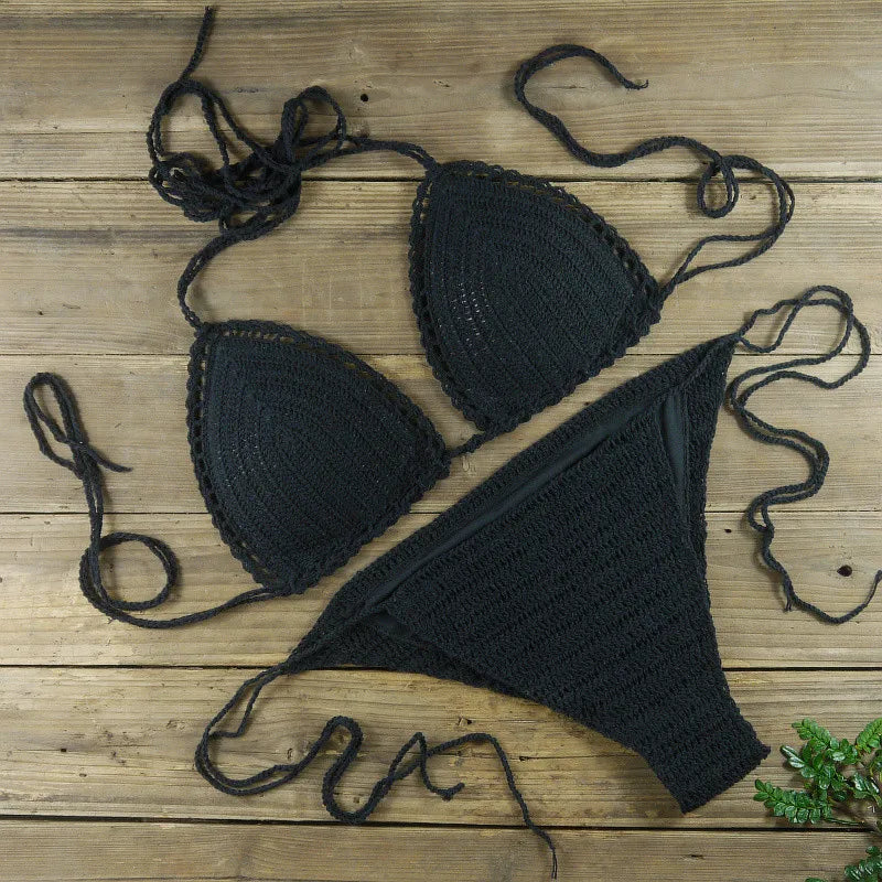 13 Color Women's Swimwear Push up Swimsuit Handmade Crochet Bikini Sets Lining Swim Trunks