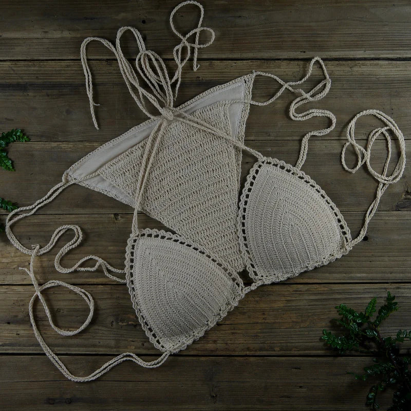 13 Color Women's Swimwear Push up Swimsuit Handmade Crochet Bikini Sets Lining Swim Trunks
