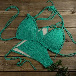 13 Color Women's Swimwear Push up Swimsuit Handmade Crochet Bikini Sets Lining Swim Trunks