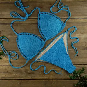 13 Color Women's Swimwear Push up Swimsuit Handmade Crochet Bikini Sets Lining Swim Trunks