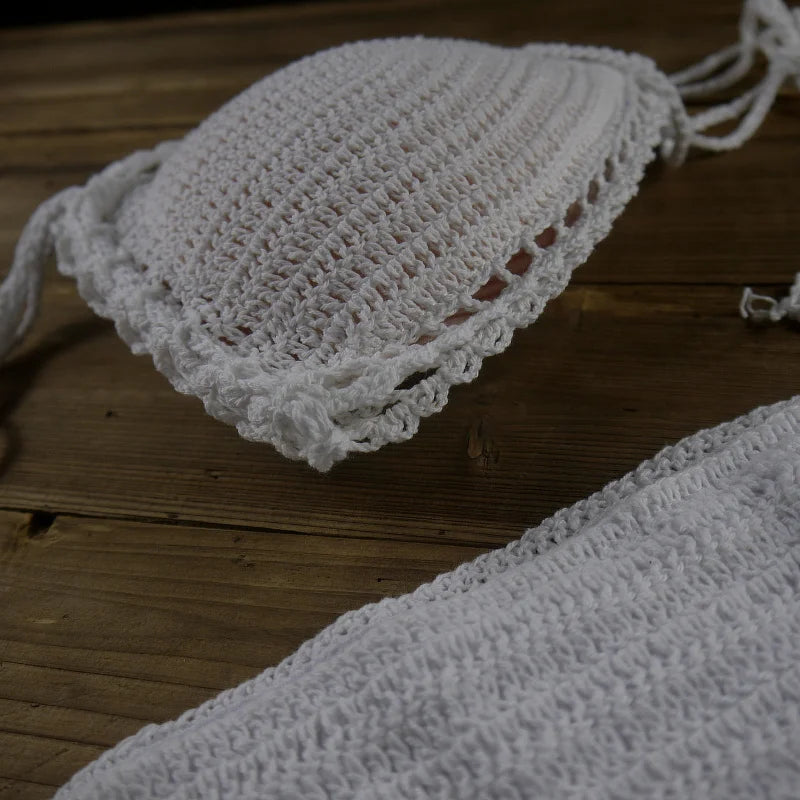 13 Color Women's Swimwear Push up Swimsuit Handmade Crochet Bikini Sets Lining Swim Trunks