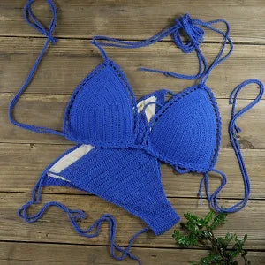 13 Color Women's Swimwear Push up Swimsuit Handmade Crochet Bikini Sets Lining Swim Trunks
