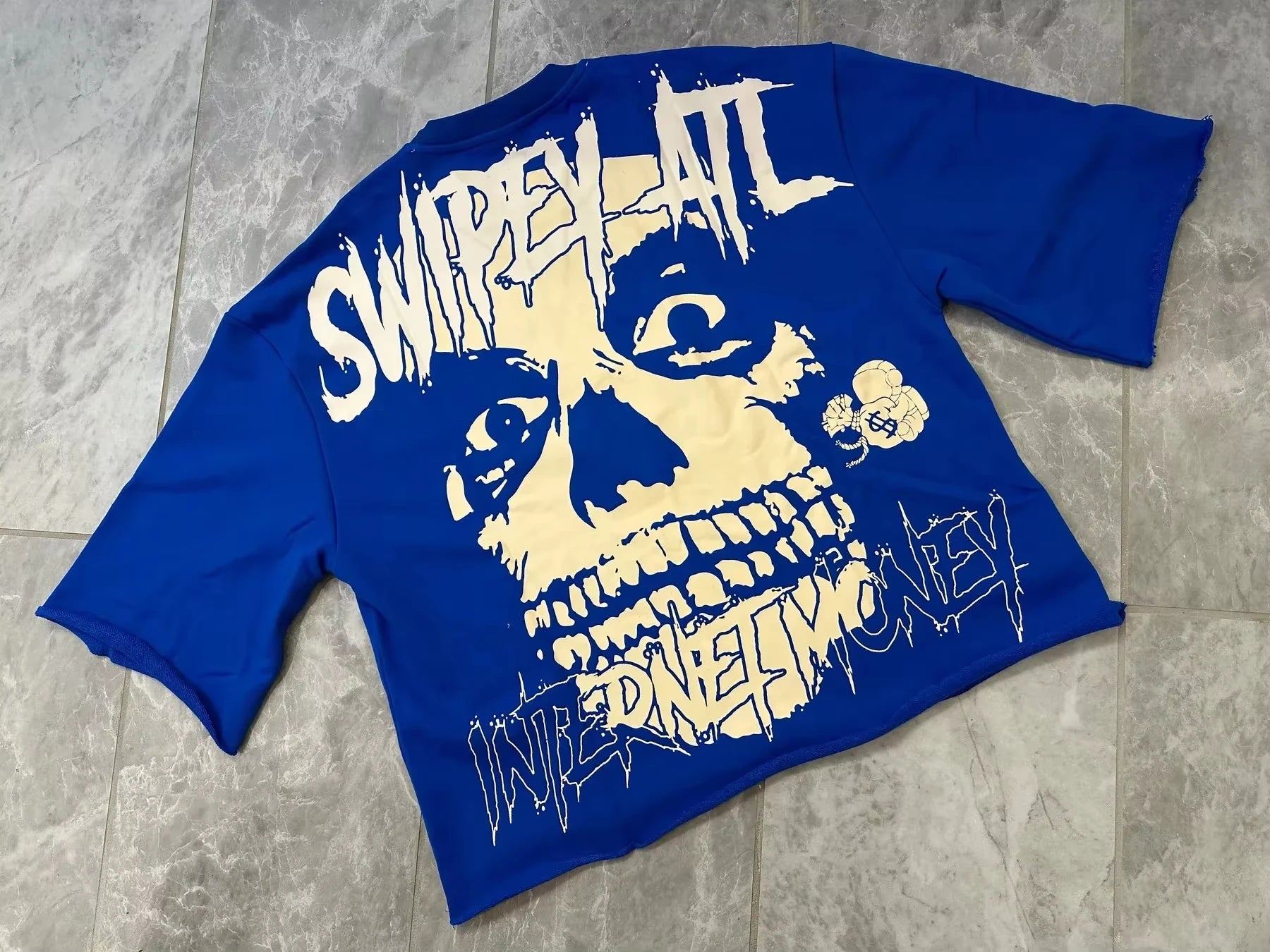 25 Summer Y2K Retro Gothic Skull Graphic Print T-shirt Men's Oversized Casual Cotton Short-sleeved T-shirt Street Top