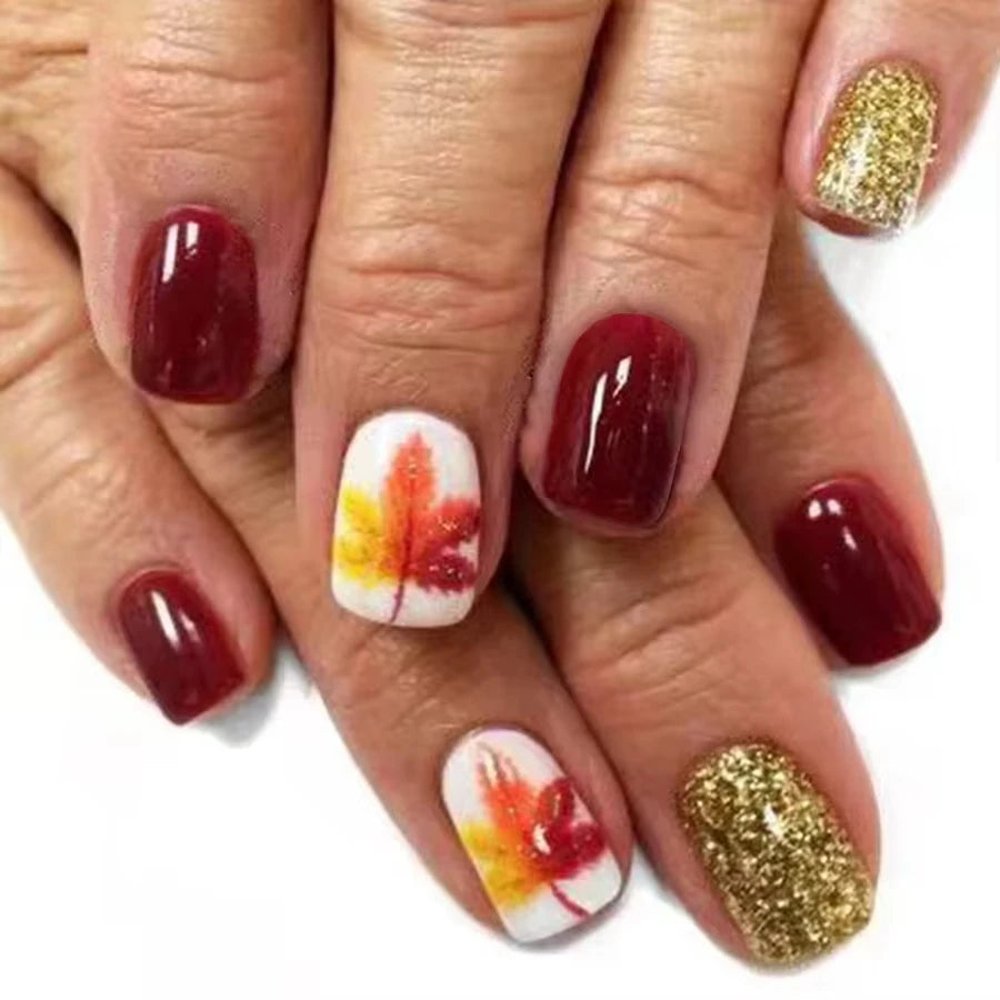 24pcs Short Square Press On Nails With Flower Design French Tip Fake Nails Spring Summer Full Cover False Nails For Women Girls