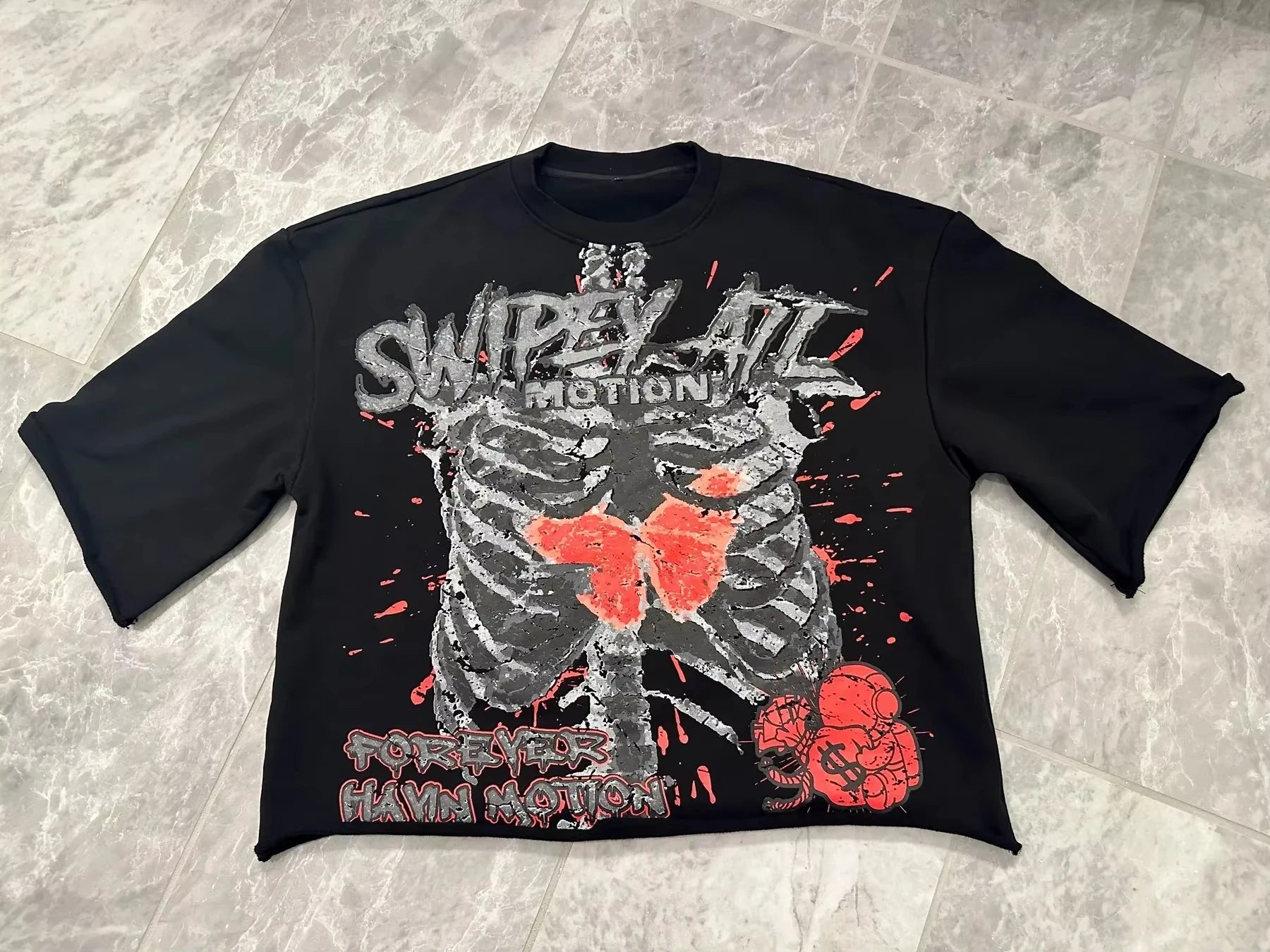 25 Summer Y2K Retro Gothic Skull Graphic Print T-shirt Men's Oversized Casual Cotton Short-sleeved T-shirt Street Top