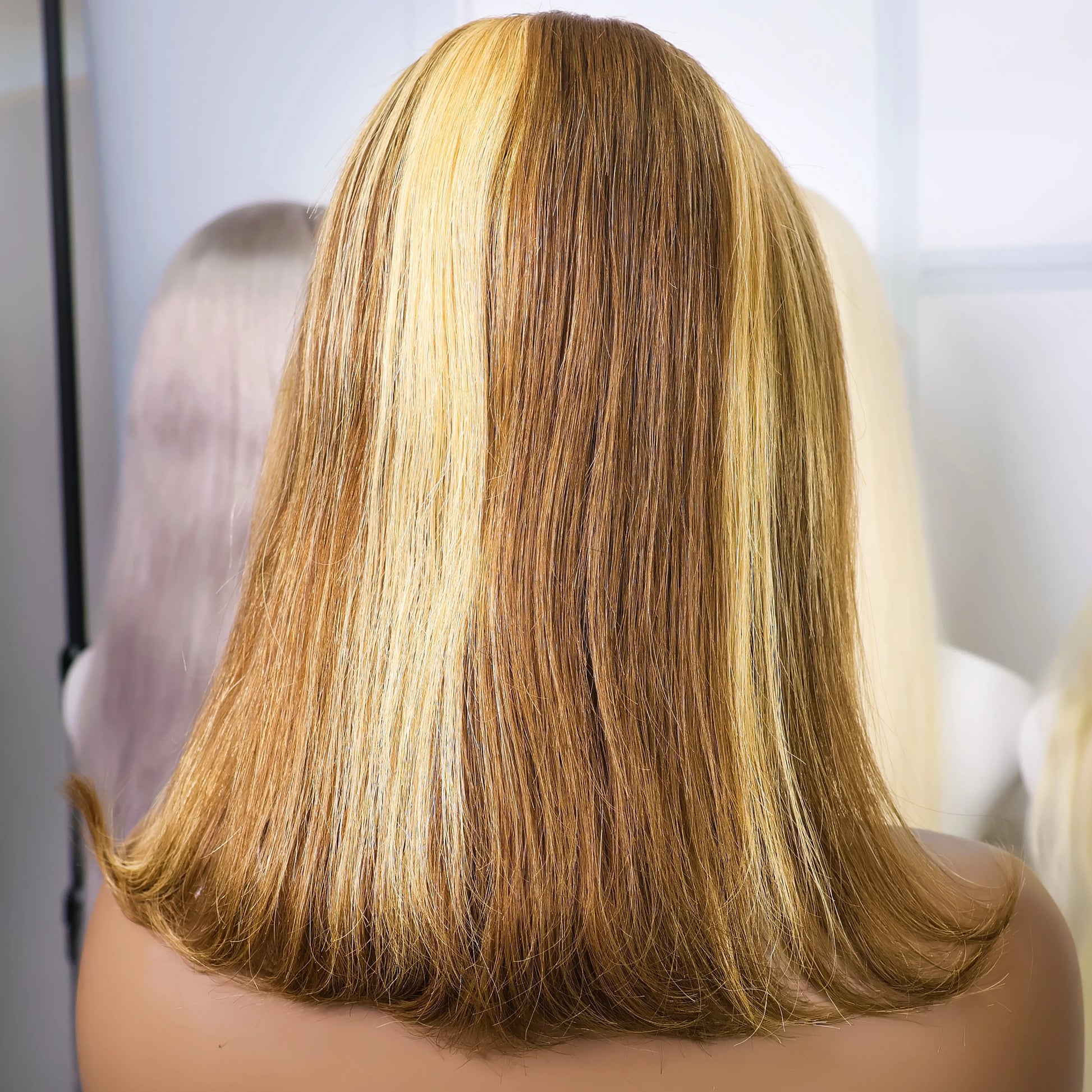 100% Human Hair 4/27 Brown Blonde 13x4 Straight Short Wig  200%Density Pre Plucked Transparent  Lace Human Hair Bob Wigs