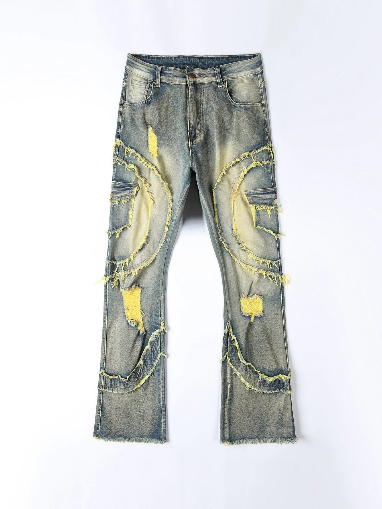 2025 New Men Ripped Stacked Jeans Distressed Slim Fit Skinny Straight Leg Jeans Fashion Hip Hop Denim Pants Casual Streetwear