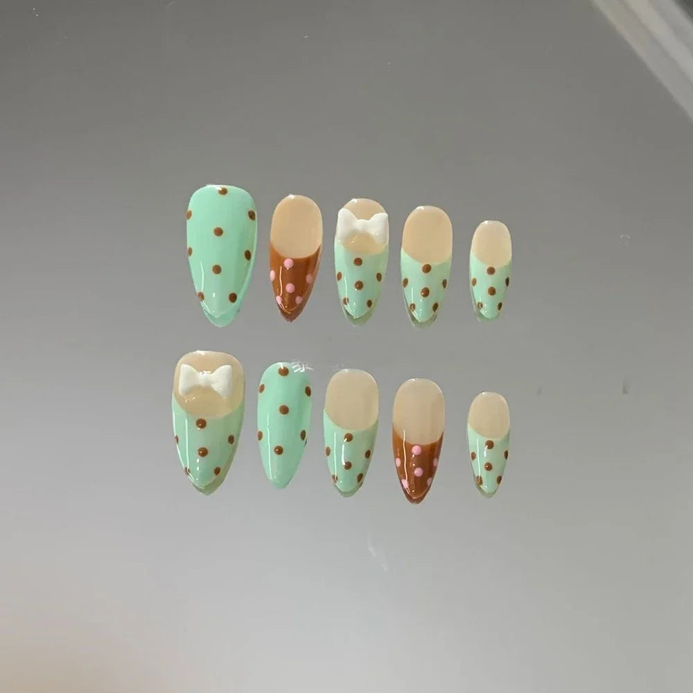 3D Punk Metal Gothic Press On Nail Art Hello Kitty Stiletto Black White Simple Camellia Design Rhinestone Nails Sticker Girls
