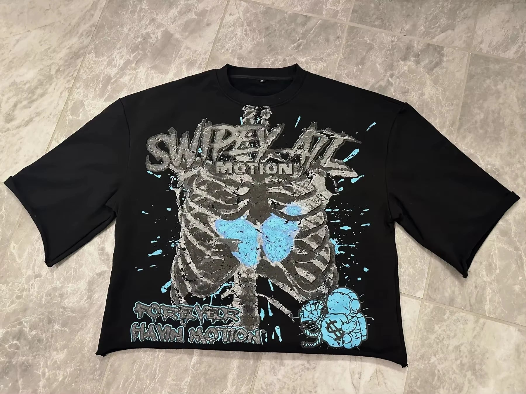25 Summer Y2K Retro Gothic Skull Graphic Print T-shirt Men's Oversized Casual Cotton Short-sleeved T-shirt Street Top