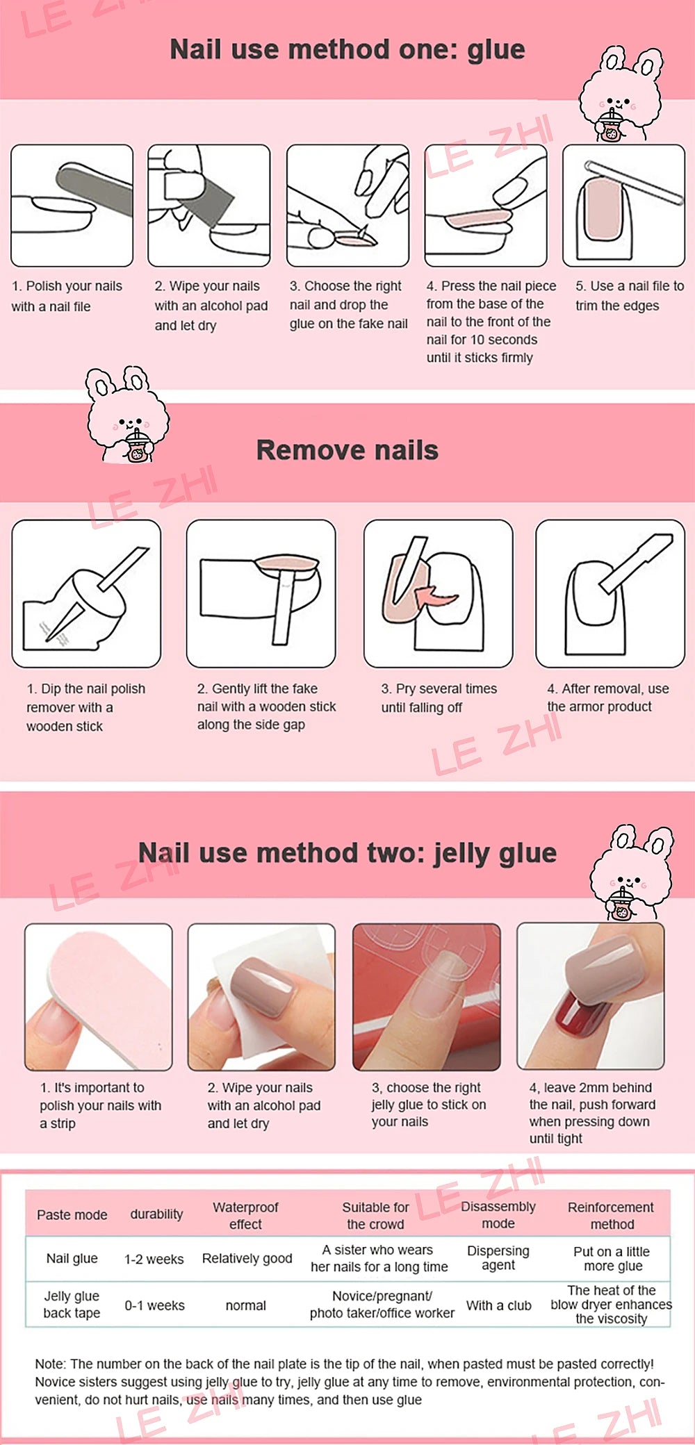 3D Punk Metal Gothic Press On Nail Art Hello Kitty Stiletto Black White Simple Camellia Design Rhinestone Nails Sticker Girls