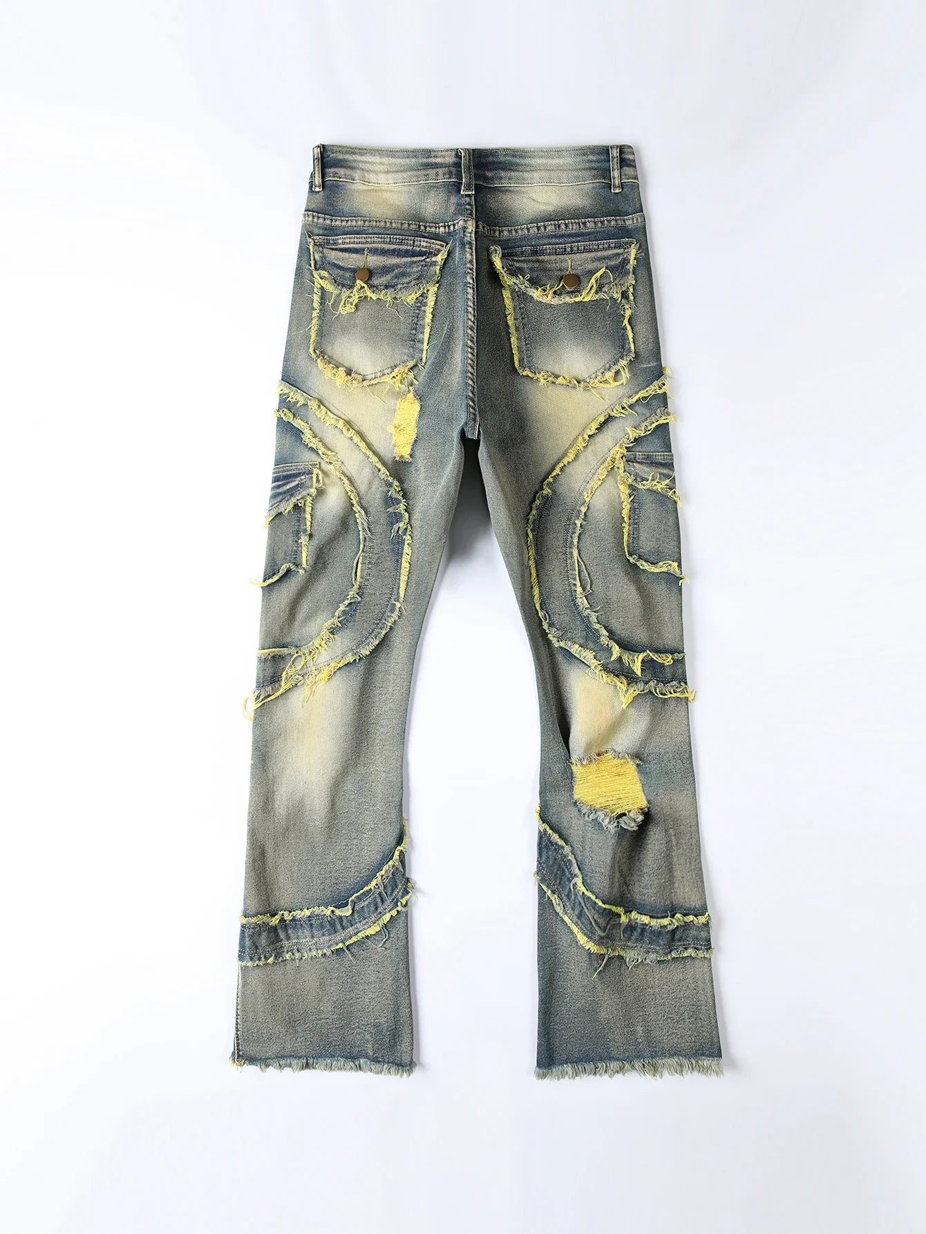 2025 New Men Ripped Stacked Jeans Distressed Slim Fit Skinny Straight Leg Jeans Fashion Hip Hop Denim Pants Casual Streetwear