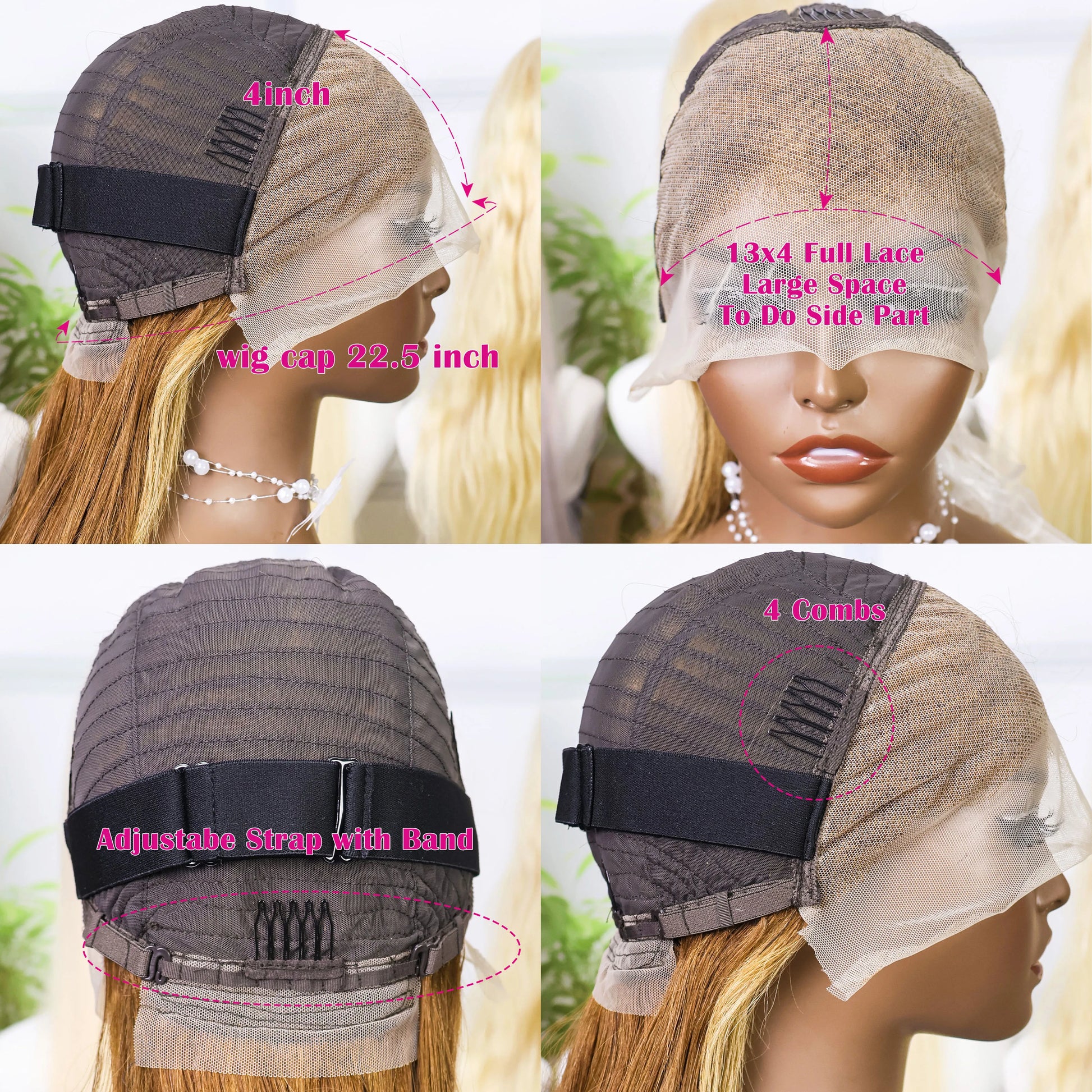 100% Human Hair 4/27 Brown Blonde 13x4 Straight Short Wig  200%Density Pre Plucked Transparent  Lace Human Hair Bob Wigs